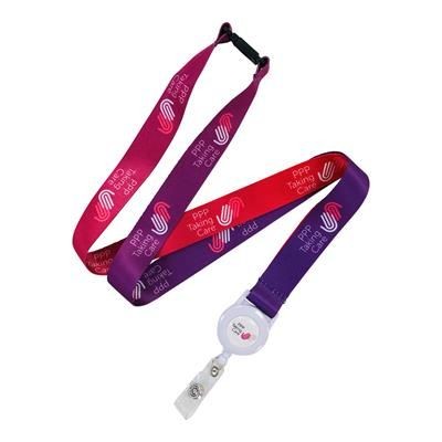 Picture of DYE SUBLIMATION LANYARDS with Security Ski Pass Holder Pull Reel