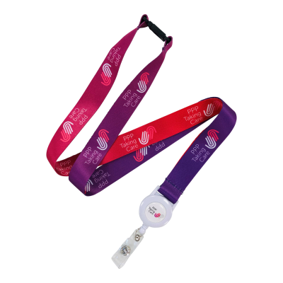 Picture of DYE SUBLIMATION LANYARDS with Security Ski Pass Holder Pull Reel.