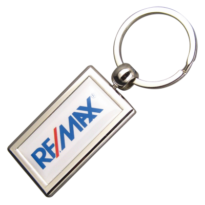 Picture of RECTANGULAR ZINC ALLOY DOMED KEYRINGS