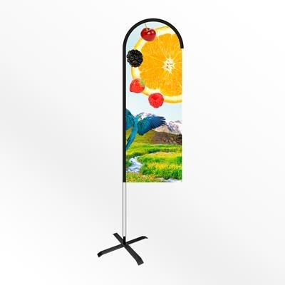 Picture of LARGE BOW FEATHER FLAG BANNER with Cross Base.