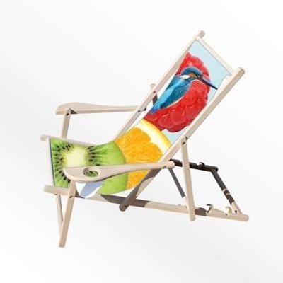 Picture of CUSTOM PRINTED DECK CHAIR with Arms & Cup Holders.