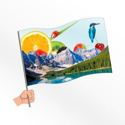 Picture of SMALL SYNTHETIC PAPER HAND WAVING FLAG.