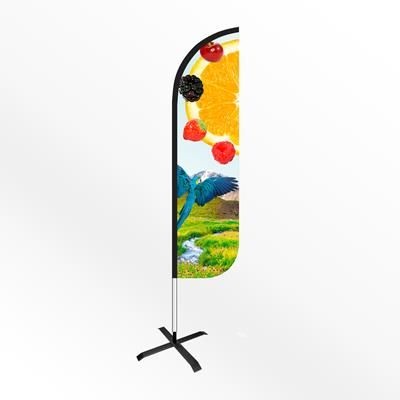 Picture of LARGE ROUND FEATHER FLAG BANNER with Cross Base.