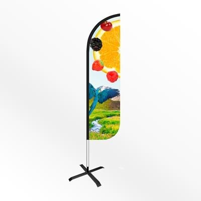 Picture of XX LARGE ROUND FEATHER FLAG BANNER with Cross Base