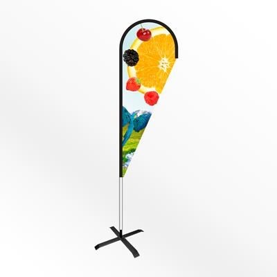 Picture of LARGE TEAR DROP FEATHER FLAG BANNER with Cross Base