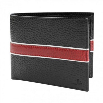 Picture of JEAN LOUIS SCHERRER CIRCUIT CARD MENS LEATHER WALLET in Black & Red.