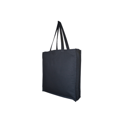 Picture of 10OZ BLACK CANVAS SHOPPER TOTE BAG with Gusset