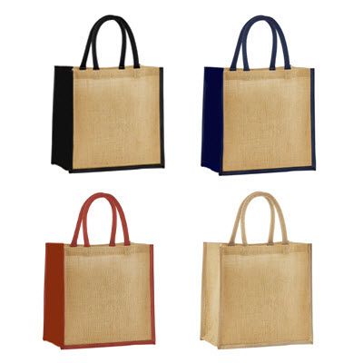 Picture of REUSABLE MIDI JUTE TOTE BAG FOR LIFE with Dyed Gusset & Handles.