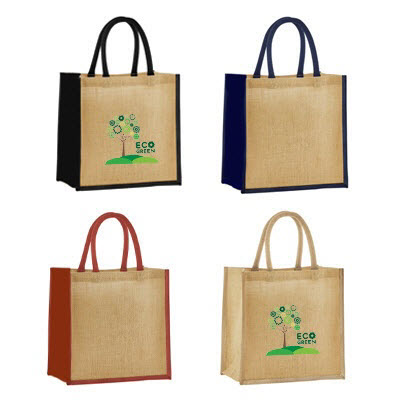 Picture of REUSABLE MIDI JUTE TOTE SUSTAINABLE BAG FOR LIFE with Dyed Gusset & Handles