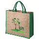 Picture of LARGE JUTE & HESSIAN BAG with 40Cm Dyed Green Cotton Padded Handles & Green Gussets