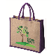 Picture of LARGE JUTE & HESSIAN BAG with 40Cm Dyed Purple Cotton Padded Handles & Purple Gussets