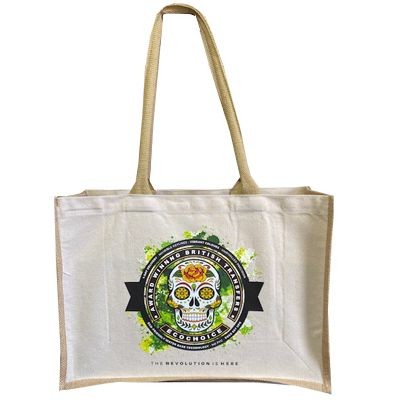 Picture of 100% NATURAL JUTE CANVAS SHOPPER TOTE BAG FOR LIFE