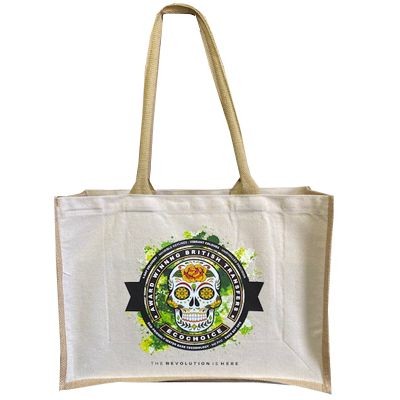 Picture of 100% NATURAL JUTE CANVAS SHOPPER TOTE BAG FOR LIFE.