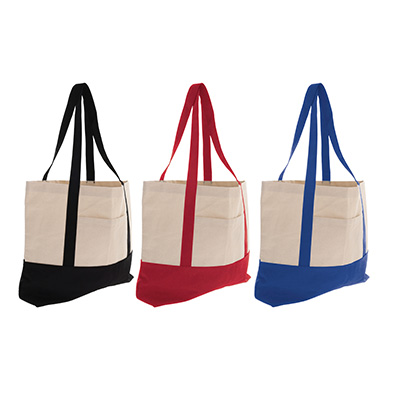 Picture of 8OZ COTTON CANVAS BAG in Natural with Colour Base & Strap Handles