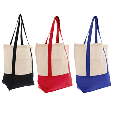 Picture of 5OZ COTTON BAG in Natural with Colour Base & Strap Handles