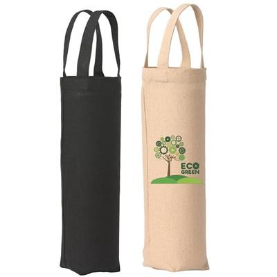 Picture of 100% RECYCLED ECO-FRIENDLY 220GSM 100% COTTON CANVAS BOTTLE BAG