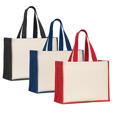 Picture of 10OZ NATURAL COTTON CANVAS BAG with Dyed Jute Side & Bottom Gusset