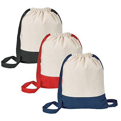 Picture of 5OZ NATURAL COTTON DRAWSTRING BAG with Dyed Bottom Base
