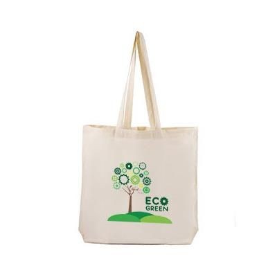 Picture of 100% NATURAL ECO FRIENDLY COTTON SHOPPER TOTE BAG with Outside Printed Label