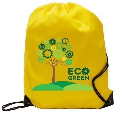 Picture of BURTON CHILDRENS 210D YELLOW POLYESTER RECYCLABLE GYM SACK DRAWSTRING BAG.