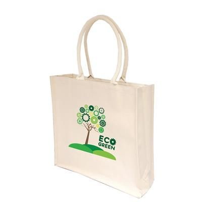 Picture of 10OZ LARGE NATURAL COTTON CANVAS SHOPPER TOTE BAG with Inside Lamination