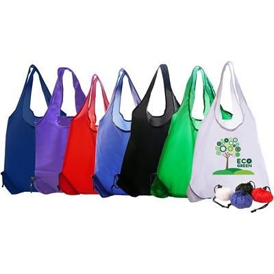 Picture of FOLDING POLYESTER SHOPPER TOTE BAG in Navy