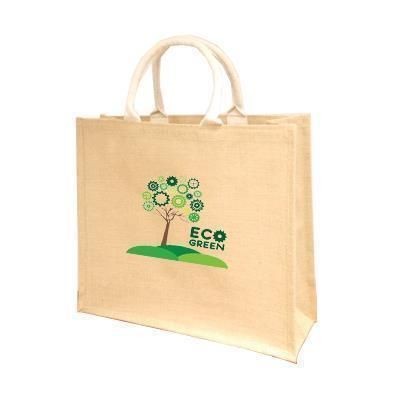 Picture of LARGE NATURAL JUTE LANDSCAPE SHOPPER TOTE BAG FOR LIFE.