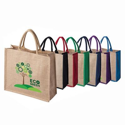 Picture of TATTON JUTE TOTE SHOPPER TOTE BAG FOR LIFE with Dyed Gusset & Handles.