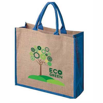 Picture of TATTON JUTE TOTE SHOPPER TOTE BAG FOR LIFE with Coloured Gusset & Handles.