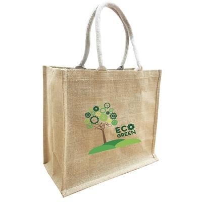 Picture of LARGE NATURAL JUTE LANDSCAPE SHOPPER TOTE BAG FOR LIFE with Extra Large Gusset.