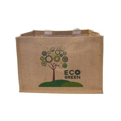 Picture of 100% NATURAL JUTE BOX SHOPPER TOTE BAG with Pp Lamination.