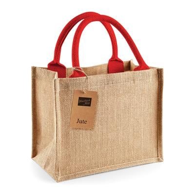 Picture of WESTFORD MILL JUTE MINI GIFT SHOPPER TOTE BAG in Natural.