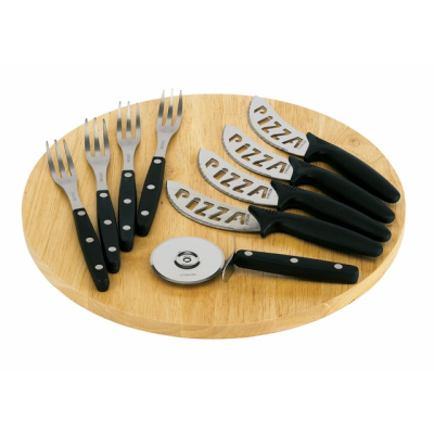Picture of ROUND PIZZA BOARD CUTLERY SET