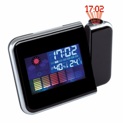 Picture of COLOUR PROJECTION LCD WEATHER STATION ALARM CLOCK in Black