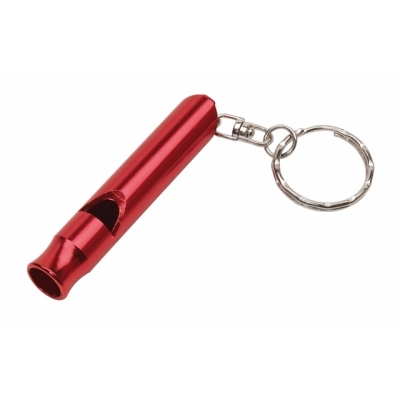 Picture of FLUTE ALUMINIUM METAL WHISTLE KEYRING in Red