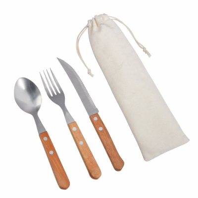 Picture of CUTLERY SET ECO TRIP in Small Cotton Bag.