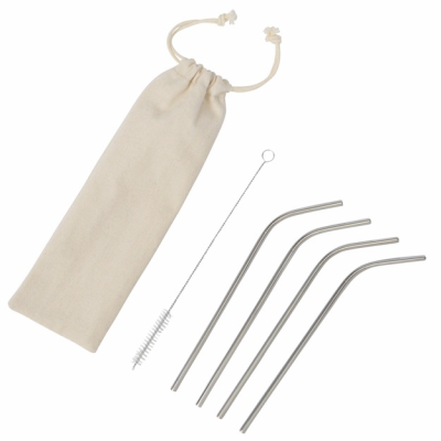 Picture of STAINLESS STEEL METAL STRAW KIT DRINK HAPPY.