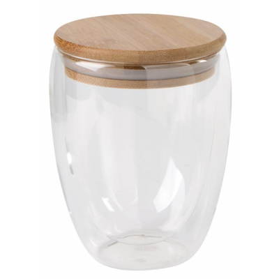 Picture of DOUBLE-WALLED GLASS BAMBOO ART with Lid Made of Bamboo