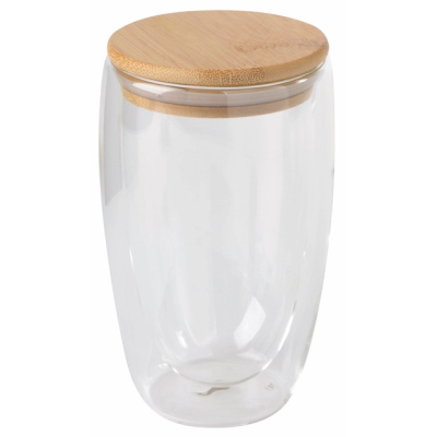 Picture of DOUBLE-WALLED GLASS BAMBOO ART with Lid Made of Bamboo