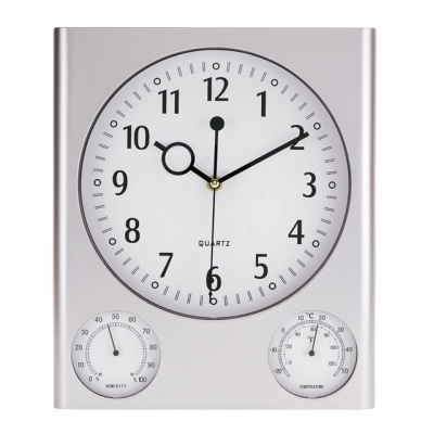 Picture of RECTANGULAR WALL CLOCK SATURN with Hygrometer & Thermometer.