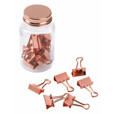 Picture of COPPER CLAMP BINDER CLIPS in Jar.