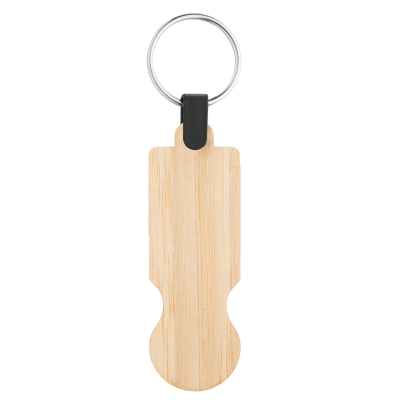 Picture of BOOCART BAMBOO TROLLEY COIN KEYRING.