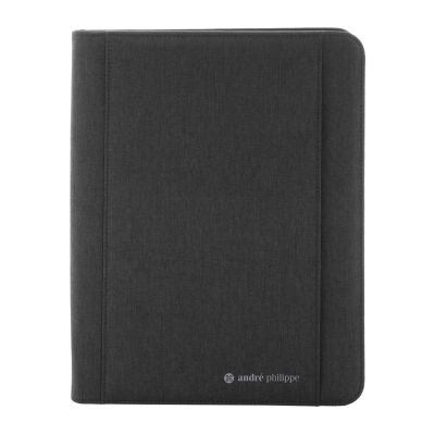 Picture of CHARBON A4 SIZED PU LEATHER AND POLYESTER ZIP DOCUMENT FOLDER with 20 x Sheet Note Pad Business Card