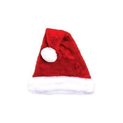 Picture of PLUSH FATHER CHRISTMAS SANTA HAT with Fur Trim.