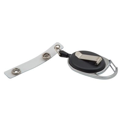 Picture of CARABINER SECURITY SKI PASS HOLDER PULL REEL (UK STOCK) in Black