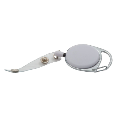Picture of CARABINER SECURITY SKI PASS HOLDER PULL REEL (UK STOCK) in White