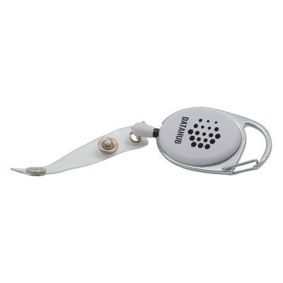 Picture of CARABINER SECURITY SKI PASS HOLDER PULL REEL (UK STOCK) in White.