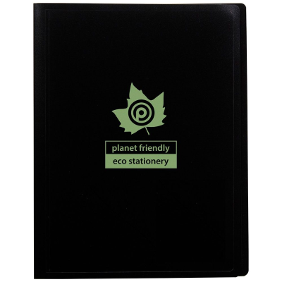 Picture of ECO-ECO A4 100% RECYCLED 20 POCKET BLACK FLEXICOVER DISPLAY BOOK (UK STOCK)