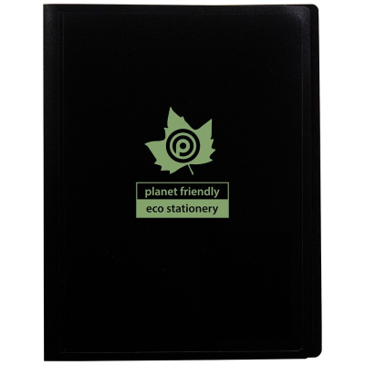 Picture of ECO-ECO A4 100% RECYCLED 20 POCKET BLACK FLEXICOVER DISPLAY BOOK (UK STOCK).