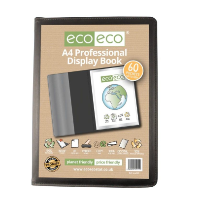 Picture of ECO-ECO A4 60 POCKET BLACK PROFESSIONAL DISPLAY BOOK (UK STOCK).